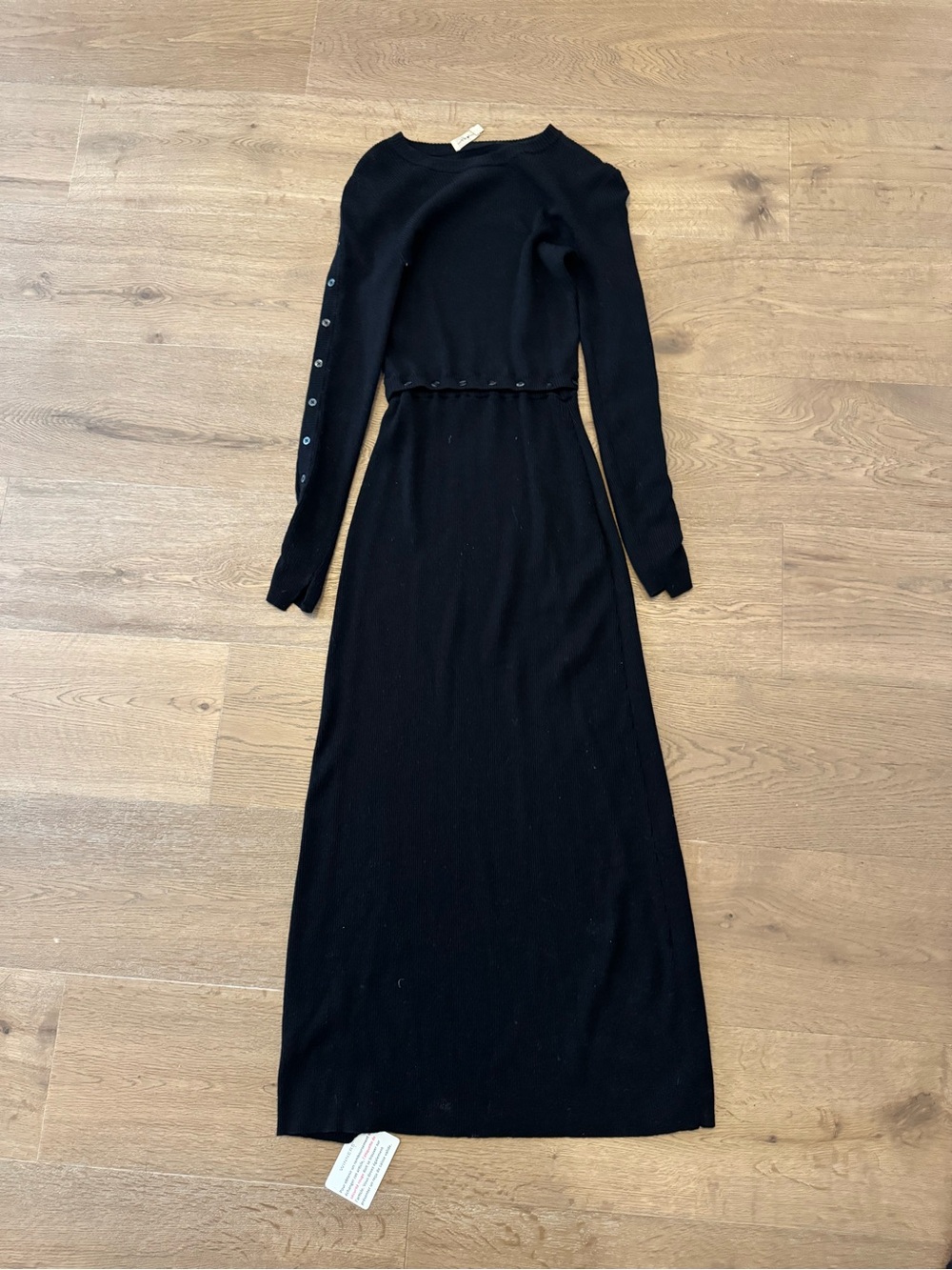 A.L.C. Black Long Sleeve Maxi Knit Dress